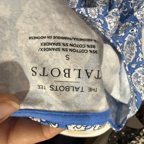 Talbots Blue and White Paisley Blouse with Yellow Accents - Picture 4 of 4